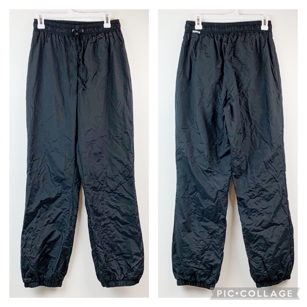 Obermeyer pull on warm up black nylon shell ski, snow, rain pants EUC Vintage